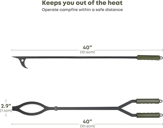 Stanbroil 40" Firewood Tongs and Fire Poker Set, Large Campfire Tongs Tool Set for Fireplace and Camping Fire Pit Wood Stove Indoor & Outdoor Use