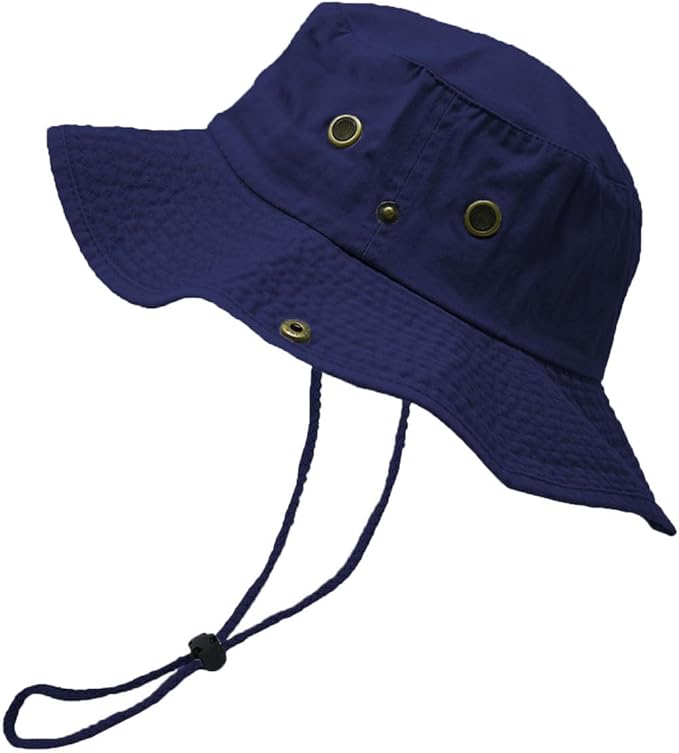 Glory Max Washed Cotton Bucket Hat with Chin Strap Fishing Sun Safari Boonie Cap