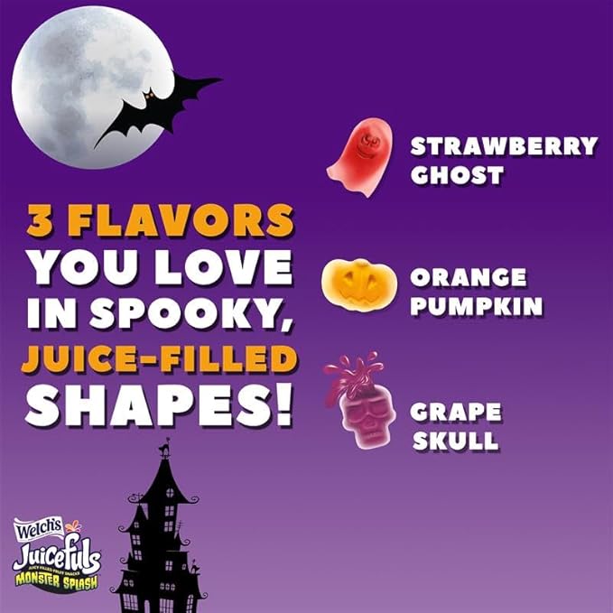 Welch’s Fruit Snacks Mixed Fruit Halloween & Juicefuls Monster Splash Variety Pack, Great for Trick or Treating, 0.5oz (Pack of 70ct)