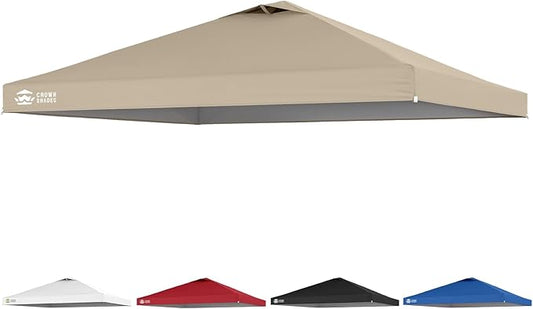 CROWN SHADES 12x12 Canopy Replacement Top - Only Compatible with Crown Shades RM144 Series, Silver Coated with Air Vent, Khaki (Top Only)