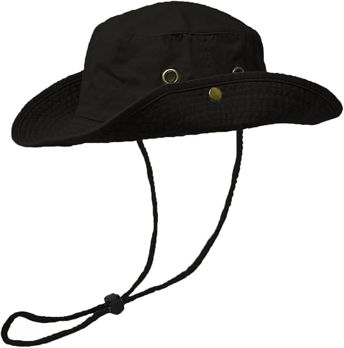 Glory Max Washed Cotton Bucket Hat with Chin Strap Fishing Sun Safari Boonie Cap