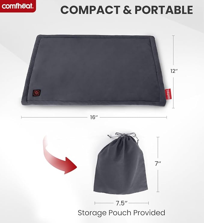Portable Heating Pad with 5000mAh Battery, 1.7LB Weighted Heat Pad Rechargeable for 1-3H Warmth Outdoor Travel, 3 Heat Settings, 12" x 16", Grey