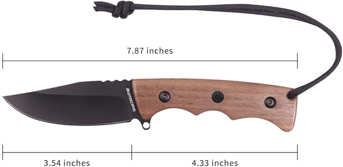 Fixed blade knife with Clip on Wood handle Full tang Short knife with sheath for men EDC Outdoor Camping Bushcraft Hiking Gift