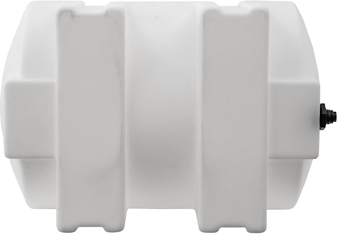 Romotech 82126189 Horizontal Polyethylene Reservoir Water Tank w/Legs, 35 gal, Made In USA, Natural Poly Tank For Non-Flammable Liquids, UV-Resistant, Ideal for Agricultural Use, RV Water Storage