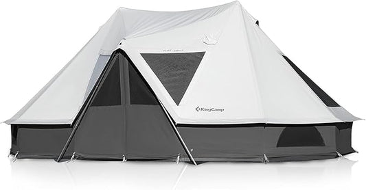 KingCamp Canvas Bell Yurt Tents, 4 Seasons Large Waterproof & Windproof Luxury Glamping Tent w/Stove Jack for Family Outdoor Camping, Hunting, Parties