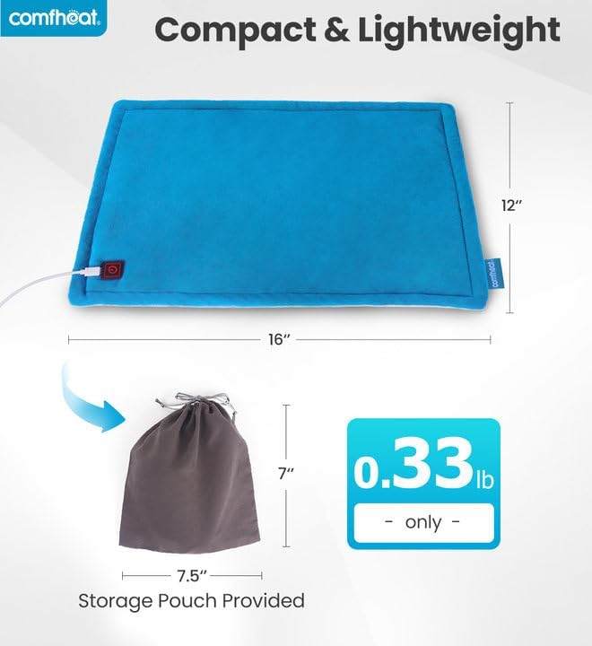 USB Heating Pad, 5V Heated Travel Pads, 3 Heat Settings & Auto Shut Off, Hot Therapy for Pain Relief Abdomen Cramps (16"x 12") (Non-Chargeable) Blue