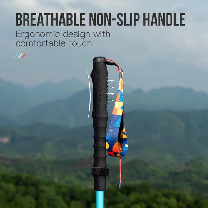 AONIJIE Trekking Poles - 2 Pcs Collapsible Aluminum Alloy 7075 Hiking Poles with Anti-Shock and Quick Lock System, Ultralight for Hiking, Camping, Mountaining, Trekking