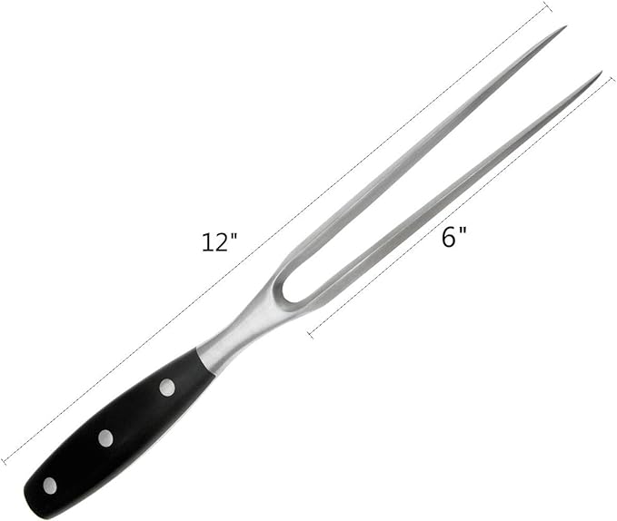 Carving Fork, Meat Fork, 12 Inch Cooking Fork, Stainless Steel BBQ Fork, Long Metal Chef Pro Kitchen Forks for Barbecue, Serving, Cooking, Grilling, Roasting