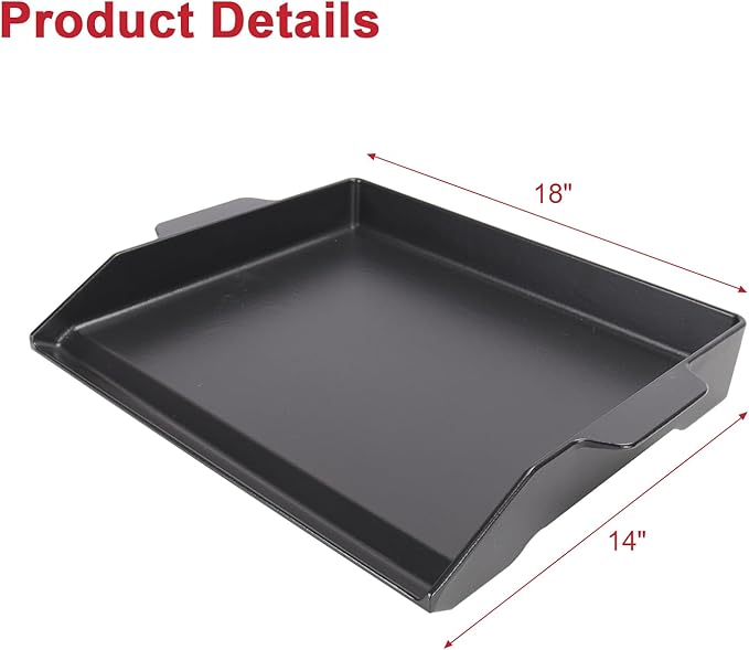 Universal Cast Iron Cooking Griddle for Gas Grill, 18.6" x 14" Nonstick Coating Griddle Flat Top Plate for Charcoal Grill, Stove Oven, Electric with Knife and Spatula Set
