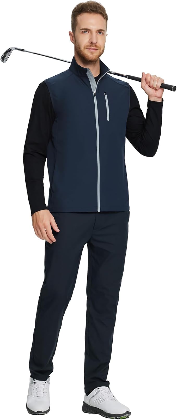 M MAELREG Mens Vests Outerwear Windproof Lightweight Softshell Vests Zip Pockets Sports Sleeveless Jacket Golf Vests for Men