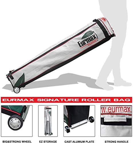 Eurmax USA 5'x5' Pop Up Canopy Tent Commercial Instant Canopies with Heavy Duty Roller Bag,Bonus 4 Sand Weights Bags (Grey)