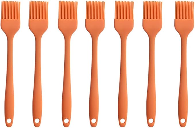 Silicone brush, BBQ/Pastry Basting Brushes,Silicone Cooking Grill Barbecue Baking Pastry Oil/Honey/Sauce Brush (7 PCS,orange)