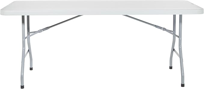Office Star Resin Multipurpose Rectangle Folding Table for Indoor or Outdoor Use, 6 Feet Light Gray