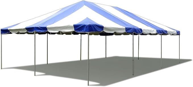 Party Tents Direct 20x30 Canopy Tent - Steel Frame - Outdoor Gazebo Pavilion Sun Shade Camping Shelter - Blue Vinyl Heavy Duty Waterproof Tent Cover - Event Tents for Parties Wedding