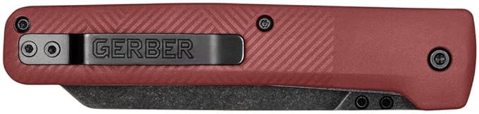 Gerber Gear Pledge Pocket Knife with Pocket Clip - 3.7" Full Panel Plain Edge Blade Folding Knife - EDC Gear and Equipment - Drab Red