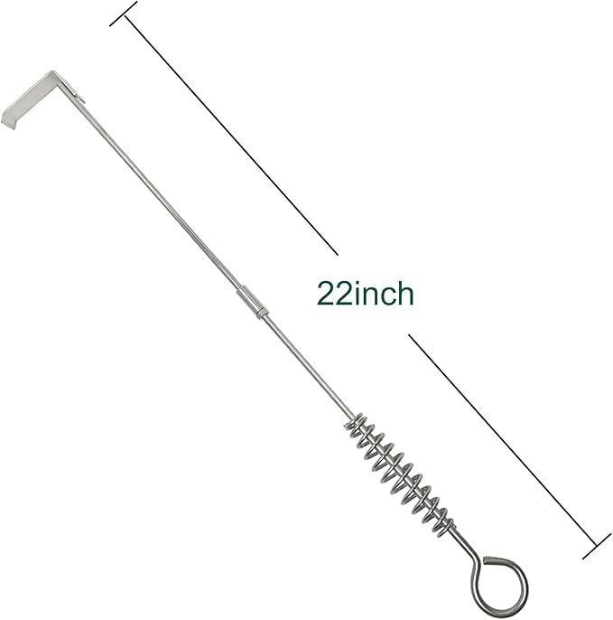 22" BBQ Ash Tool Poker Rake, Charcoal and Grill Cleaning Ash Tools for Big Green Egg, Kamado Joe and Other Charcoal Grills Corner Cleaner Accessories