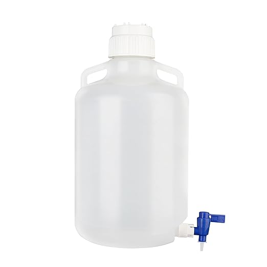 25L (6.6 Gallon) Round Carboys with Spigot, Lifting Handle, Autoclavable PP Material, Heavy Duty Can for Liquid Storage, LVAA004