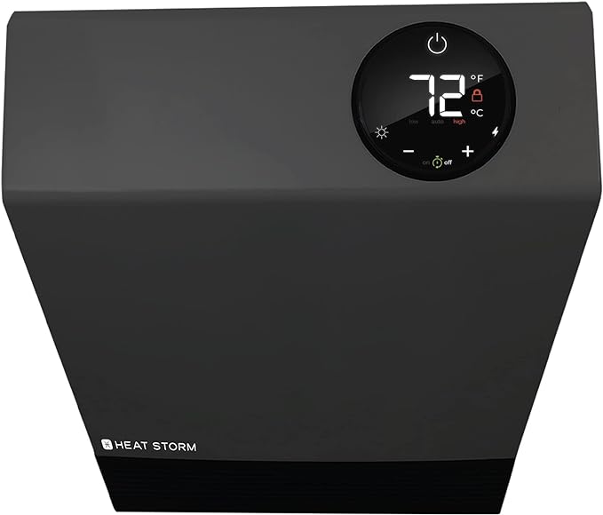 Heat Storm Wall Gray HS-1000-WX Deluxe Indoor Infrared Space Saving-1000 Watts-Remote Control-Home & Office Heater-Safe to Touch Grill, 13x4x17