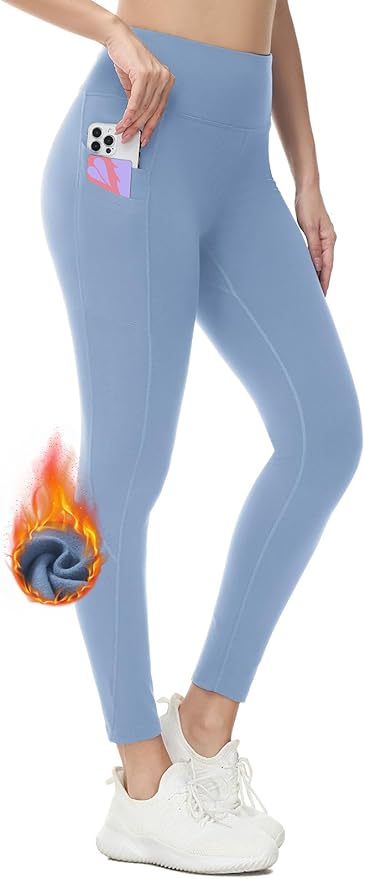 baleaf Women's Fleece Lined Leggings Water Resistant Thermal Winter Warm Tights High Waisted with Pockets Running Gear