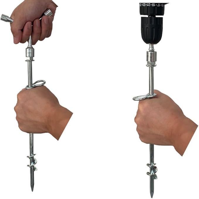 Ground Anchors Screw in 6 Pack-12 Inch Heavy Duty Galvanized Hex Head Tent Stakes Kit for Swing and Trampoline Set High Wind Solid Metal Dog Tie Out Stake