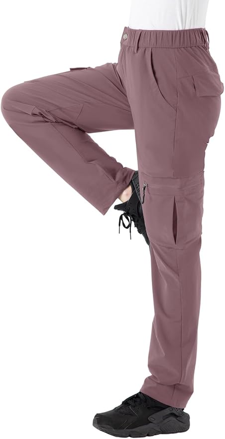 Rdruko Women's Hiking Cargo Pants Water-Resistant Quick Dry UPF 50+ Travel Camping Work Pants Zipper Pockets