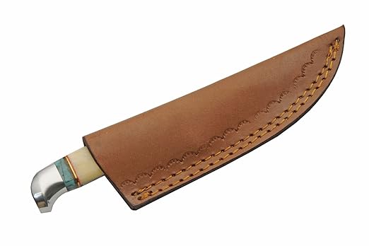 SZCO Full Tang Hunting Knife 8 Inch - Pocket Knife with Stainless Steel Blade, Bone/Resin Handle & Leather Sheath - Camping Knife for hunting - Skinning knife for Men