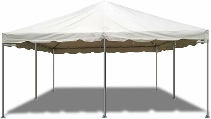 Party Tents Direct 20'x20' Weekender West Coast Tent Frame Party Tent (White) PVC Top with Storage Bag - Tents for Parties, Weddings, Birthdays, Banquets, Fiestas, Workshop, Outdoor Event