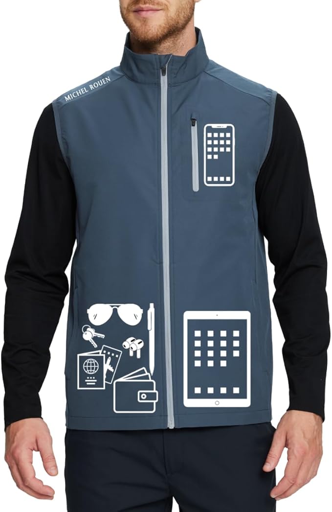 Rouen Mens Vests Outerwear Performance Lightweight Sleeveless Jacket Windproof Softshell Vests Sports Golf Vest for Men