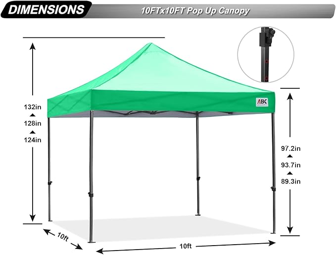 ABCCANOPY Patio Pop Up Canopy Tent 10x10 Commercial-Series (Kelly Green)