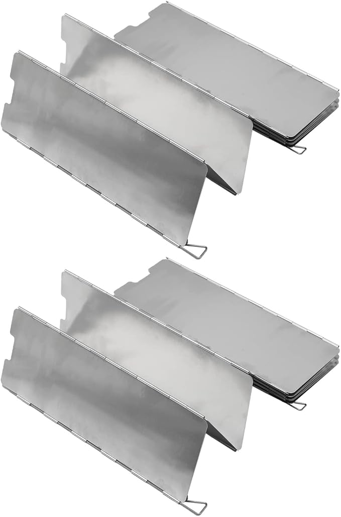 2pcs Camping Stove Windscreen Wind Shield 10 Panels Aluminium Alloy Folding Wind Screen for Stove Camping Backpacking Hiking Picnicking