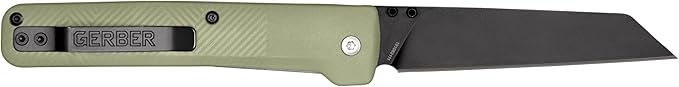 Gerber Gear Pledge Pocket Knife with Pocket Clip - 3.7" Full Panel Plain Edge Blade Folding Knife - EDC Gear and Equipment - Lichen Green