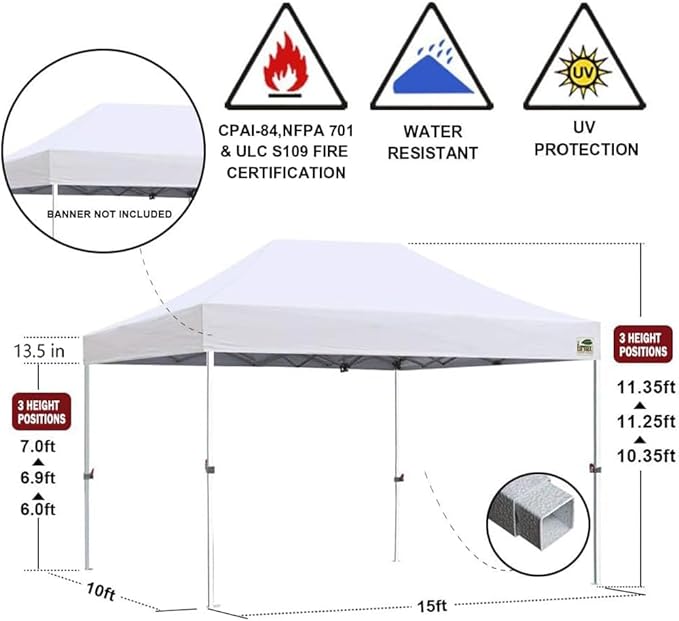 Eurmax USA 10'x15' Pop Up Canopy Tent Commercial Instant Canopies with Heavy Duty Roller Bag,Bonus 4 Sand Weights Bags (Purple)