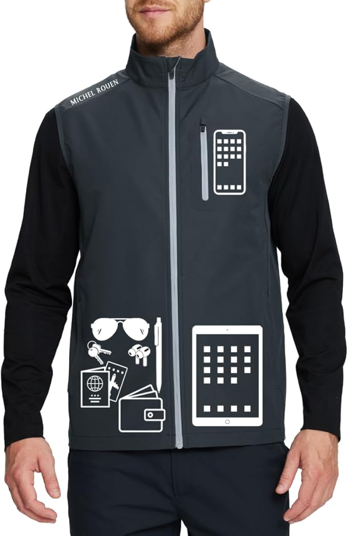 Rouen Mens Vests Outerwear Performance Lightweight Sleeveless Jacket Windproof Softshell Vests Sports Golf Vest for Men