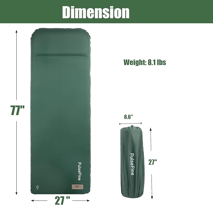 Self Inflating Sleeping Pad Lightweight Camping Pad with Built-in Pump, Easy Inflate & Deflate, Out-Door Ultra-Portable Camping Air Mat for Camping, Backpacking, Hiking, Tent Trap Traveling