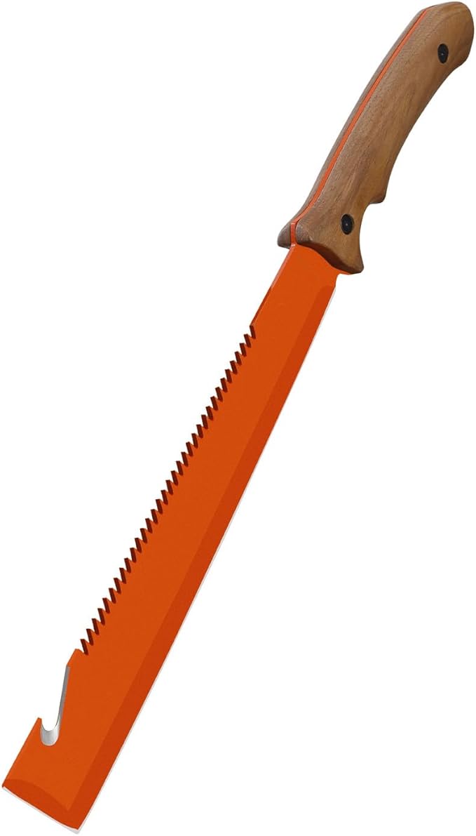Machete for Cutting Trees Heavy Duty with Saw 19" Survival Knife Serrated Blade - Full Tang Machetes with Rope Cutter for Bushcraft Outdoor Hunting Garden Cutting Trees and Yard Work Orange