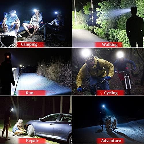 Aikertec Rechargeable Headlamp 3000 LM Super Bright, LED Headlamp 80H Runtime, 4 Modes & Zoomable IPX6 Waterproof, Red Light Headlamp for Camping, Fishing, Running
