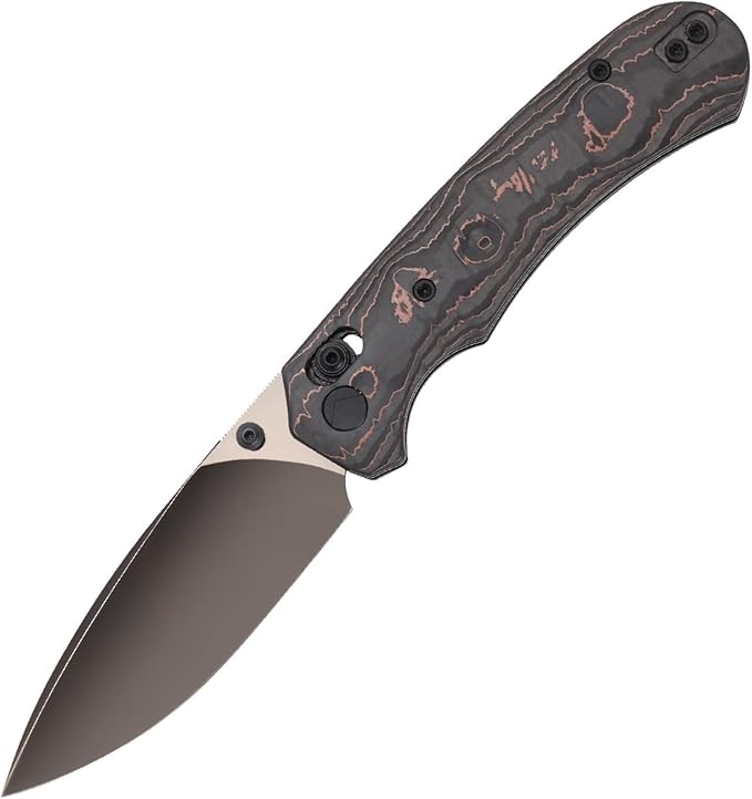 Folding Pocket Knife,3.31” M390 Blade,Erogonomic Titanium Handle,Hunting Survival Knife,EDC Knife for Hunting Camping Survival Outdoor Fishing Hiking(Black&Brown)