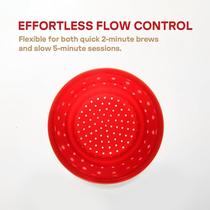 PHINOI Pour Over Coffee Dripper - Vietnamese Phin Filter – Single Cup Coffee Maker 1-2 Cup with Flower Design – Plastic Reusable Coffee Filter for Manual Brewing, Travel Friendly (Red)