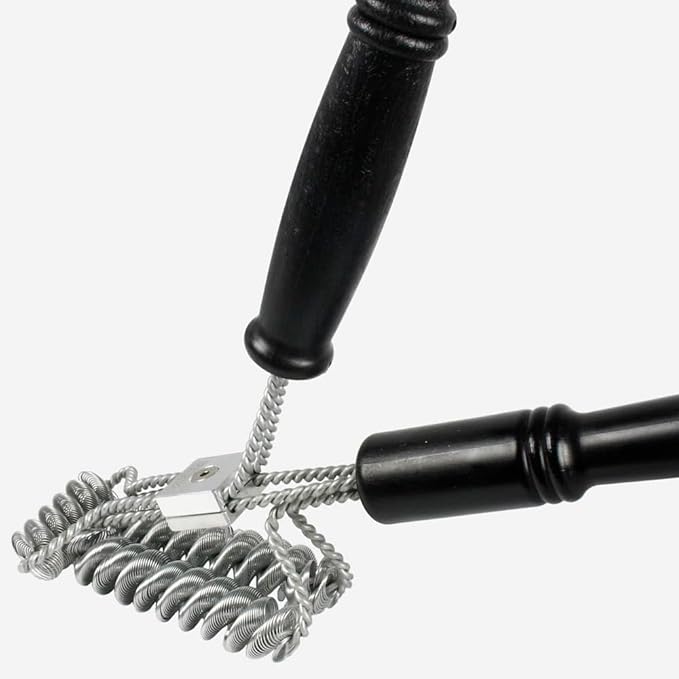 Brushtech Tactical Safety Grill Brush - Heavy-Duty BBQ Grill Cleaning Brush with Galvanized Steel Springs, Large Handle for Deep Cleaning - Great Father's Day Gift, Made in USA