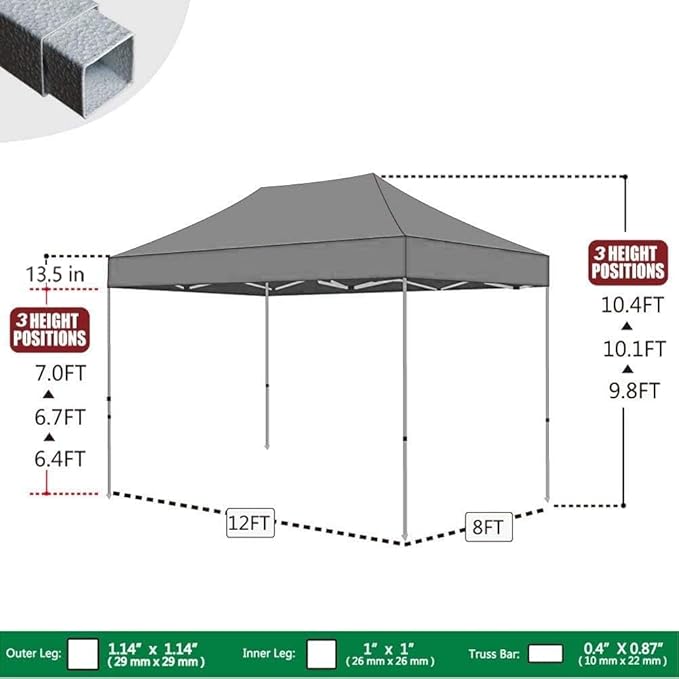Eurmax USA 8'x12' Pop Up Canopy Tent Commercial Instant Canopies with Heavy Duty Roller Bag,Bonus 4 Sand Weights Bags (Navy Blue)