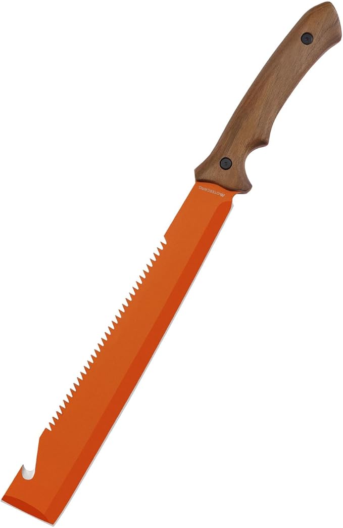 Machete for Cutting Trees Heavy Duty with Saw 19" Survival Knife Serrated Blade - Full Tang Machetes with Rope Cutter for Bushcraft Outdoor Hunting Garden Cutting Trees and Yard Work Orange