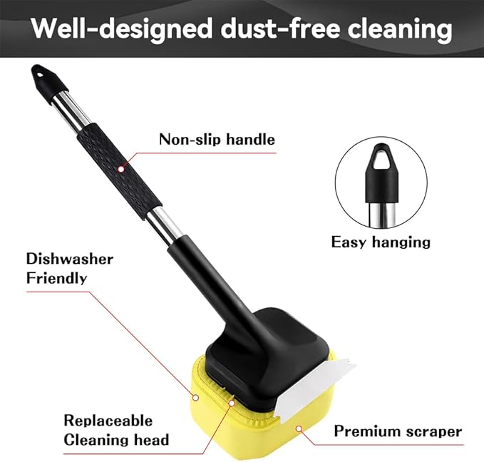 Grill Brush for Outdoor Grill, Bristle Free BBQ Brush with Durable Scraper for Cast Iron/Stainless-Steel Grates, 2 BBQ Replaceable Cleaning Head, Gifts for Men/Dad