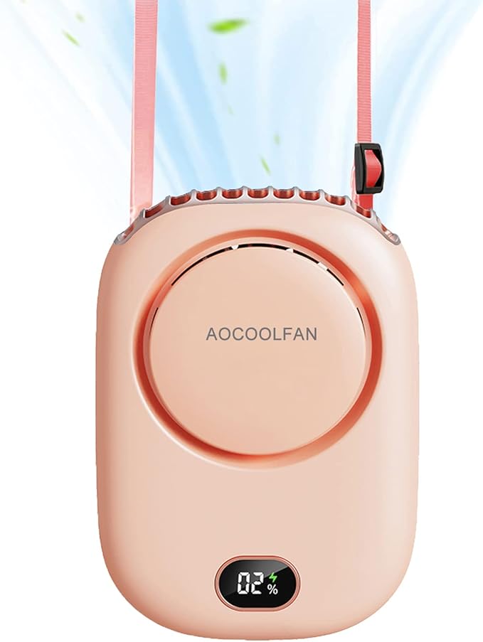 Portable Neck Fan, Mini Small Personal Handheld Fan USB Rechargeable 3 Speed for Girls Boys Woman Eyelash Travel Home Office Outdoor (Pink)