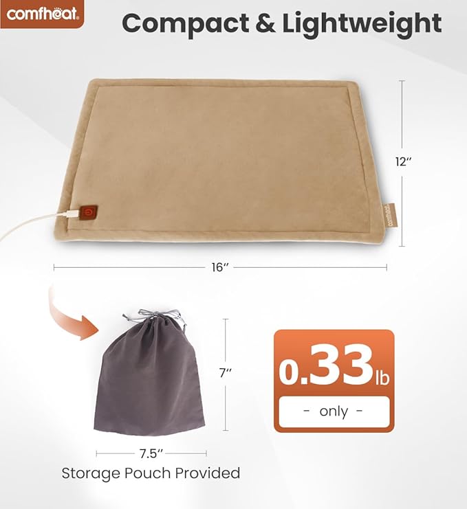 USB Heating Pad, 5V Heated Travel Pads, 3 Heat Settings & Auto Shut Off, Hot Therapy for Pain Relief Abdomen Cramps (16"x 12") (Non-Chargeable) Khaki