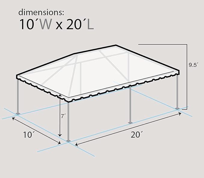 Party Tents Direct 10'x20' Weekender West Coast Tent Frame Party Tent (Blue/White) PVC Top with Storage Bag - Tents for Parties, Weddings, Birthdays, Banquets, Fiestas, Workshop, Outdoor Event