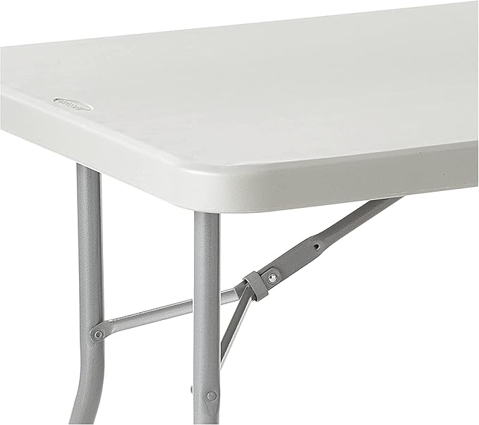 Office Star Resin Multipurpose Rectangle Folding Table for Indoor or Outdoor Use, 5 Feet Light Gray