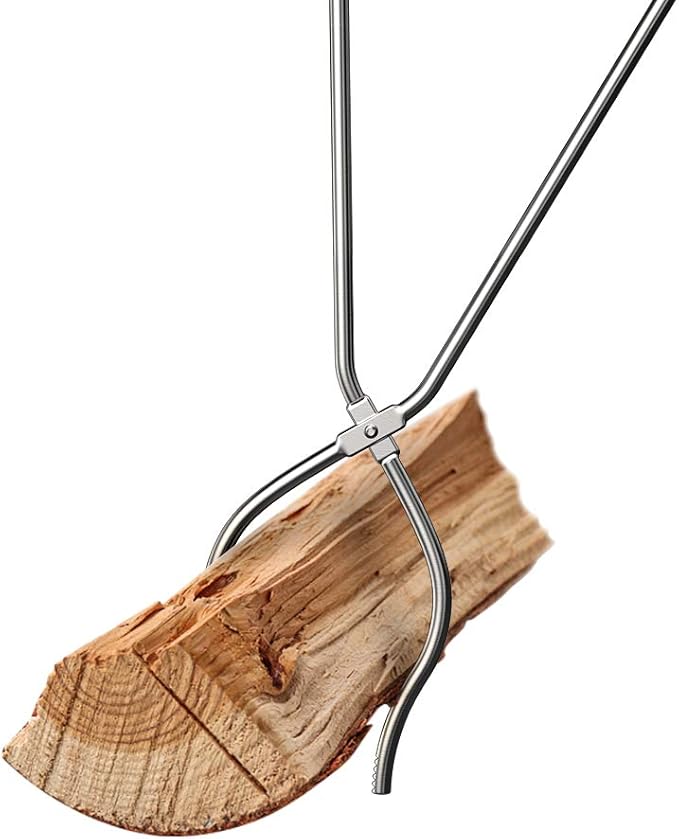 Skyflame Heavy Duty Firewood Log Claw Grabber for Indoor Fireplace Outdoor Gas Fire Pit & Wood Burning Chiminea | Campfire Large Modern Stainless Steel Fire Tongs for Moving Firelogs | 36 Inch Long