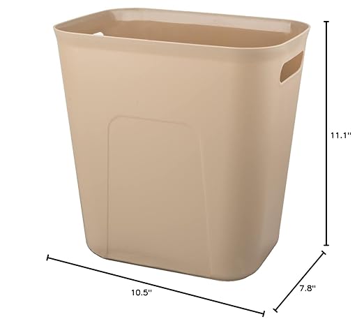 UUJOLY Plastic Small Trash Can Wastebasket, Garbage Container Basket for Bathrooms, Laundry Room, Kitchens, Offices, Kids Rooms, Dorms, 3.5 Gallon, Khaki