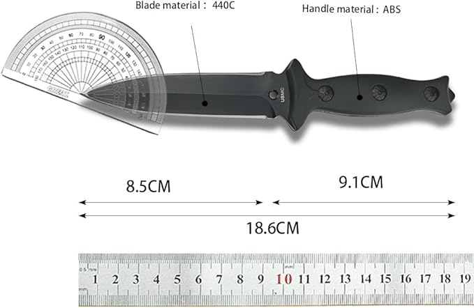 HUAAO 3.74in Dual Edge 440C Stainless Steel Blade ABS Handles Utility knife,7.3in Full Tang Fixed Blade Knife with ABS Sheath Tactical Hunting Knives for Outdoor Camping EDC and Survival