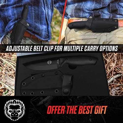 Holtzman's Gorilla Survival Naked Bloodline Full Tang Fixed Blade Survival Knife with Kydex Sheath - Durable and Versatile for Bushcraft, Camping, and Hiking